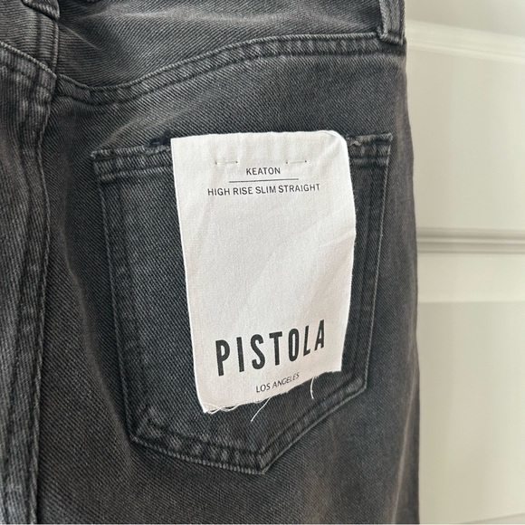 NWT Pistola Keaton Washed Black Distressed High Rise Slim Straight Jeans - Picture 6 of 6